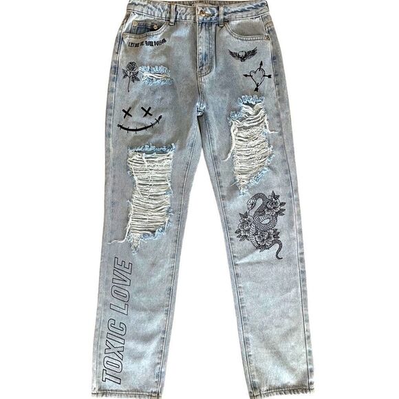 ADIKA Toxic Love High Rise Light Wash Jeans size M - Picture 1 of 9
